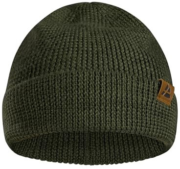 DANISH ENDURANCE Merino Mütze, Klassische Wollmütze, Warme Wintermütze, Thermo Beanie, Weich, Stretchy, Unisex, für Damen & Herren, Grün, Einheitsgröße