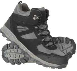 Mountain Warehouse Mcleod Womens Wide Fit Walking Boots - Breathable & Durable Shoes, Padded & Lightweight Footwear - Spring Summer, Trekking & Travelling Jet Black Adult Shoe Size 6