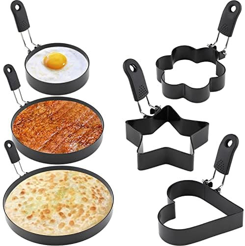 Eierringe für Spiegeleier, antihaftbeschichtet, 6 Packungen, Eierring, Edelstahl, Pfannkuchenform, Omelett- und Eierringe für Grillplatte (6 Stück)