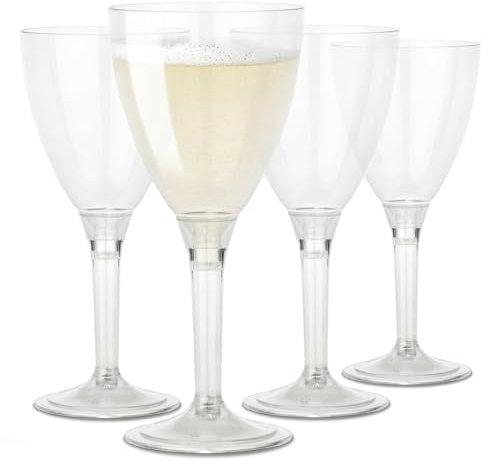 TUNDRA ICE INTERNATIONAL - Juego de 60 Copas de VINO, AGUA USA & RE-USA LIGERO 140 ml. Sin BPA, Reutilizable, Transparente, de Plástico Reciclable, para FIESTAS, BODAS, CUMPLEAÑOS, CHAMPÁN