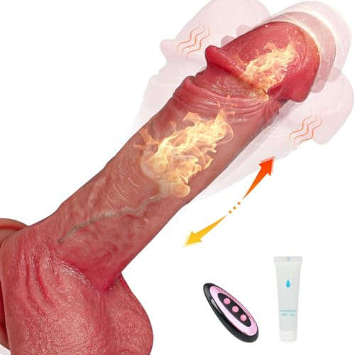 Dildo für Frauen, 23cm Leise 9 Teleskop und Vibrationen mit stoßfunktion Dildo Vibrator, Diloschwanz für Frauen, 42 ℃ beheizbarer Vibratoren für Realistischer G-Punkt (Fleischfarben)