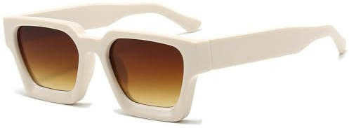 JCTAIFOO Vintage Rechteck Sonnenbrille für Damen Herren Retro Rechteckig Chunky Quadrat Große Dicke Frame Brille