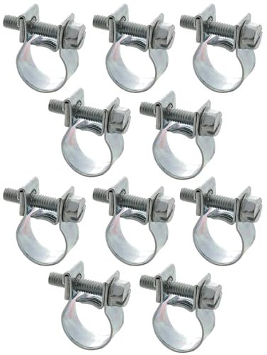 cyclingcolors 10x Fascette Mini Morsetto Acciaio T-Bolt Linea di Carburante Clip per Tubo, 15-17mm