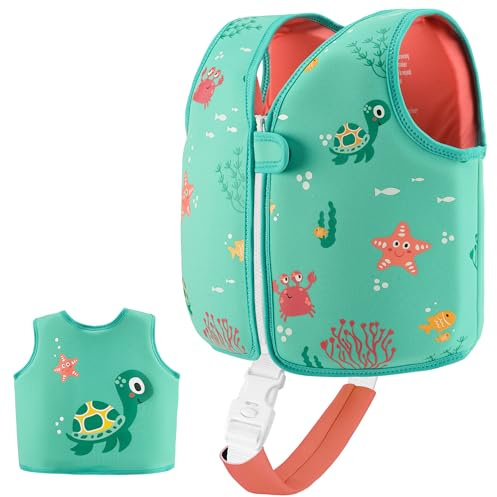 Kinder Mädchen Junge Schwimmlernweste, Schwimmhilfe Schwimmen Jacket für Kleinkinder Alter 1-6 mit Einstellbare Sicherheits Straps