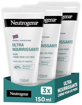 Neutrogena - Crème Pieds Nutrition Intense Formule Norvégienne (lot de 3 tubes de 150 ml) – Crème de soin pour pieds très sec et abîmés – Crème hydratante enrichie en glycérine et bisabolol