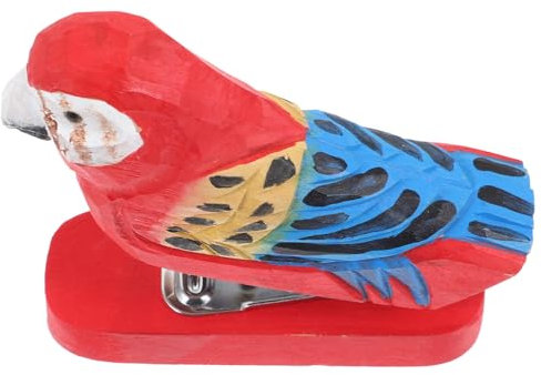 NAMOARLY Wooden Animal Stapler Mini Red Parrot Reusable Paper Stapler Creative Office Stationery Decorative Stapling Tool for Children and Home