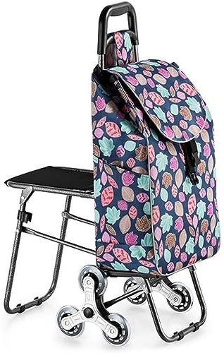 MOBAAK Carrito Compra Carro De La Compra Carro De La Compra Carro De La Compra Portátil con Asiento para El Descanso Carro De La Escalera De Escalada Carro Ligero Carro De La Compra Plegable