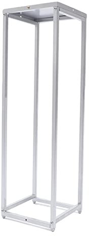 HOARLICN Blumenständer Beistelltisch, Blumenhocker Weiß Blumenarrangement Für Hochzeit Metall Eckig Blumen Vase Halte Pflanzenständer Pflanzenhocker Für Heimdekoration, Wohnzimmer, Silber