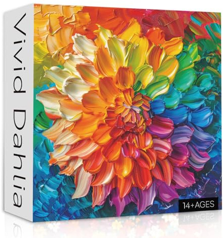 Rainbow Flower 1000 Piece Puzzle for Adults, Colorful Dahlia Flower Plant Jigsaw Puzzles, Challenging Floral Art Nature Puzzle as Floral Decor