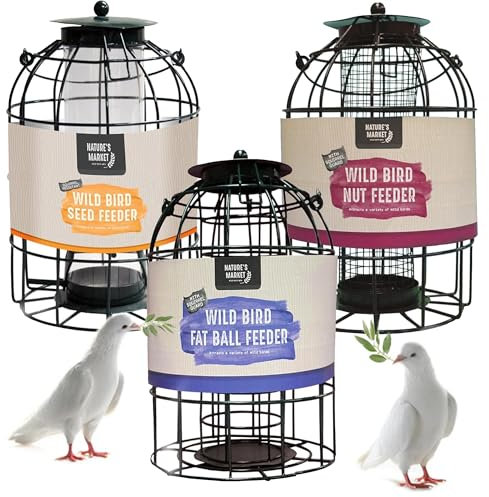 Weather Resistant Metal Bird Hanging Feeder Cage Fat Ball, Nut & Seed Feeder (Seed Feeder)