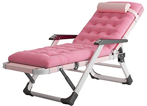 Extra breite Relaxliege Sonnenliege für Senioren mit Kissen Rosa Garten Lounge Sessel für Wohnzimmer und Balkon Max 150kg
