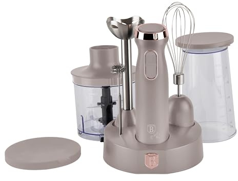 Berlinger Haus BH-9562 - Frullatore a immersione con accessori, 6 pezzi, colore tortora