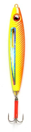 FLADEN Knicklichtpilker, Leuchtender Meerespilker mit Drilling, 100g-750g, Gelb/Orange, bleifrei, Pilker, Norwegenpilker