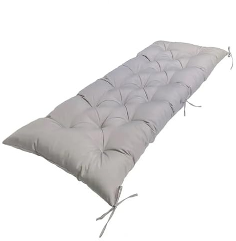 MAQDDO Deckchair Cushion Waterproof Pad Waterproof Outdoor Bench Seat Cushion with Thick Elastic Soft Cotton Filling Sunproof Long Seat Pad for Furniture For Indoor Outdoor(Light Grey,XL)