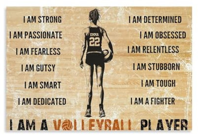 WLQZFRWV Vintage-Volleyball-Poster, Leinwand-Poster, Wandkunst, Dekordruck, Bild Gemälde für Wohnzimmer, Schlafzimmer, Dekoration, 20 x 30 cm