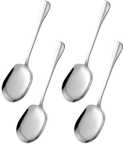 Servierlöffel Groß, 4 Stück Servierlöffel Edelstahl, Ideal Für Restaurants Und Familienfeiern, Vorlegebesteck Zum Servieren Von Speisen, Größe 5.8 cm * 21 cm