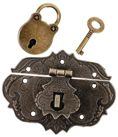 SHINEOFI Set de Quincaillerie Ancienne Petit Loquet Vintage en Alliage de Zinc, Serrure de Boîte Sécurisée pour Boîte à Bijoux, Design Charmant Adapté DIY