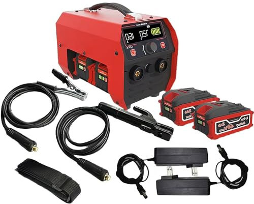 Soldador al Arco Máquina de soldar portátil inalámbrica, MMA MIG 160A a batería con 2 baterías de 3.0 Ah, inversor de arranque en caliente con pantalla LCD.