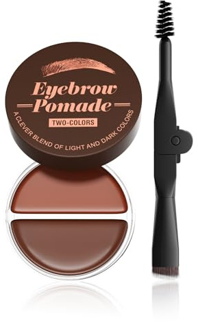 Pomada para cejas 2 en 1 de dos colores con pincel natural para maquillaje de cejas para todos los tipos de piel y tonos