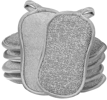 pclapora 6 Pezzi Spugne Piatti Riutilizzabili, Spugnette Piatti in Microfibra Scourer, Multi Purpose Antigraffio Doppia Faccia Spugne, per la Pulizia Della Casa, Lavello, il Bagno, Bacino e di Più