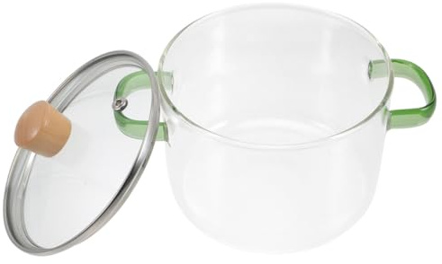 Ipetboom Pentola per Stufati con Doppio Manico in Vetro Trasparente 1600ml con Coperchio, Pentola per Zuppa e Latte per Uso Domestico, Leggera e Versatile per Cucina Quotidiana e attività