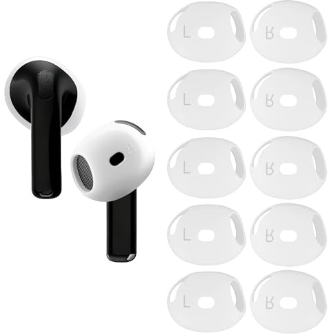 Lot de 5 Paires d’Embouts en Silicone Ultra Fins pour AirPods 4, Antidérapants, Anti-Rayures, Confort Optimal, Adaptés à l’Étui de Chargement, Améliorent l’Acoustique pour Une Écoute Inégalée (Blanc)