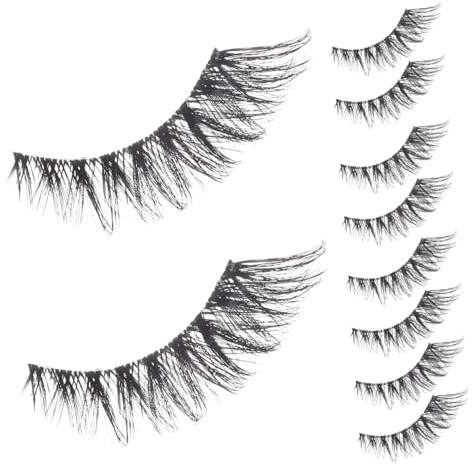 BIUDECO Fox Eye False Eyelashes 5 Pairs Strip Lashes Natural Look Fake Lashes Bulk Extended Tail for Daily Makeup and Stage Wear