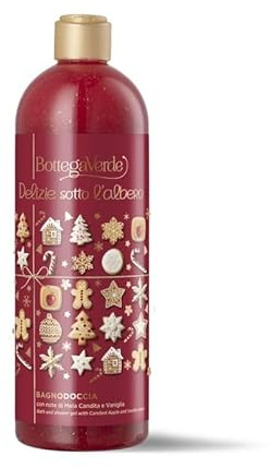 Bottega Verde – Delizie Sotto l'Albero, Bagnodoccia, 750 ml, con Note di Mela Candita e Vaniglia, Profumato e Rilassante