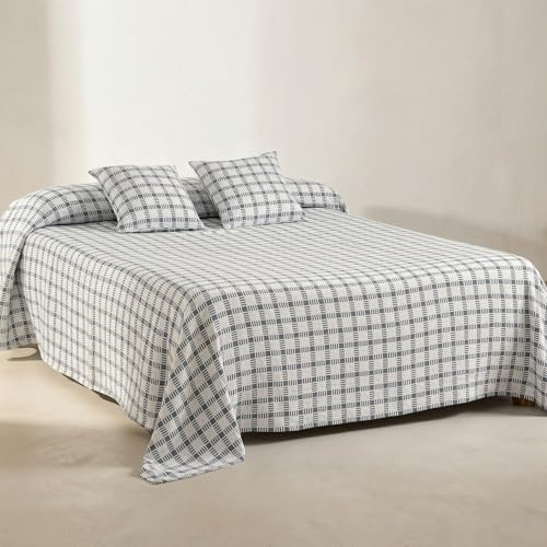 GAMUSI Colcha Cama 135/140 cm – cubrecama 235x270 cm, Bouti Ligera, Liso, Color Azul