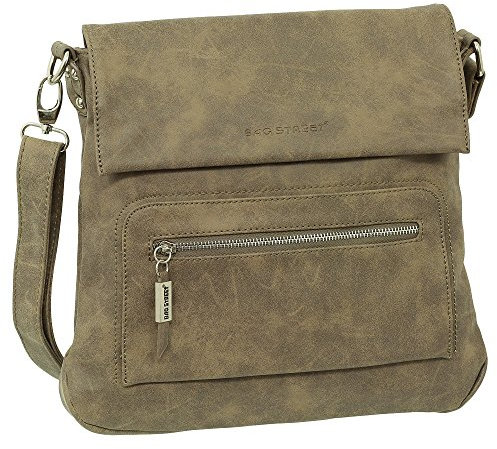 Ledershop24 Geschenkset - Handtasche Schultertasche Umhängetasche Wildleder-Imitat Used Look Farbe Braun