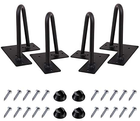 8 tums hårnålsben set med 4, DIY metallmöbler bordsben perfekt för skåp, garderob, TV-skåp, lådor, nattduksbord, 3/8 tum satindiameter två stänger