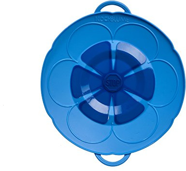 Kochblume S Ø14-18cm | Silikon Überkochschutz | Spritzschutz | Universaldeckel | Premium-Silikon & BPA frei| Hitzbeständig | Spülmaschinenfest | Farbe: blau