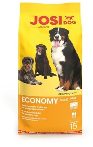 JosiDog Economy (1 x 15 kg) | Adult | Premium Trockenfutter für ausgewachsene weniger aktive Hunde | mit viel tierischem Protein | Powered by JOSERA | Hundefutter | Alleinfutter | 1er Pack