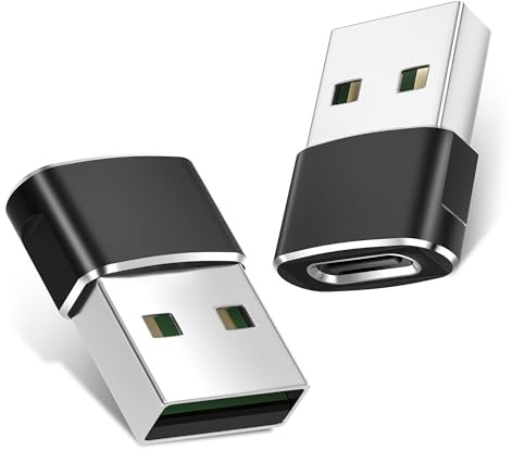 BASESAILOR USB to USB C Adapter 2Pack,Type C Female to A Male Power Adapter for iPhone 17 16 Pro Max Plus 12 13 14 15,Airpods,iPad 9 10 Air 4 5 Mini,Samsung Galaxy Note 20 S22 S23 S24,Google Pixel 7