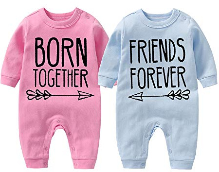 culbutomind Body Para Bebé Gemelos Born Together Friends Forever Divertido Recién Nacido Manga Larga Ropa Niños Niñas Gemelo Regalos(pb BF 3m)