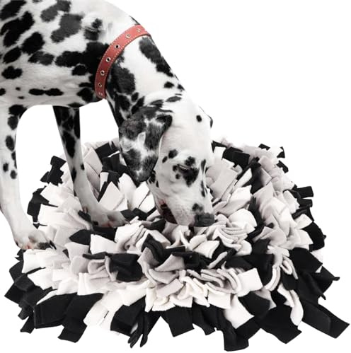 IEUUMLER Schnüffelteppich Hund Riechen Trainieren Schnüffeldecke Futtermatte Trainingsmatte für Haustier Hunde Katzen IE075 (45x45cm, Black+Grey+White)