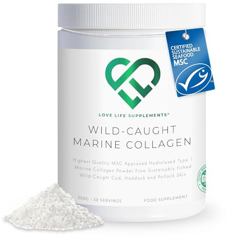 Marine Collagen for Women – 300g Powder from Wild Caught Fish – Type I Hydrolysed – Supports Skin Elasticity Hydration Hair Nails – Anti-Ageing – 30 Servings – MSC Certified