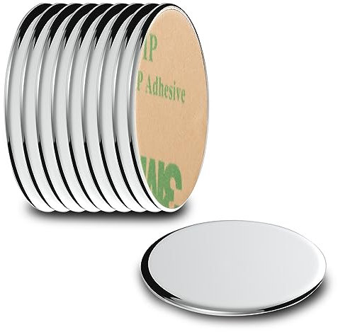 ECENCE Magneti al neodimio 10 pz. - magneti adesivi rotondi autoadesivi - 22x1mm - rivestimento NiCuNi - magneti a disco