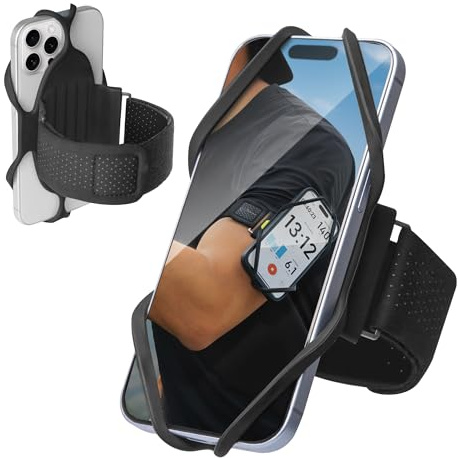 BONE Run Tie 3, Running Phone Armband, Skin-Friendly Silicone Sport Armband with Dual-Layer Heat-Dissipation, Workout Phone Holder for iPhone & 4.7-7.2 Smartphones (Size L: 25-42cm)