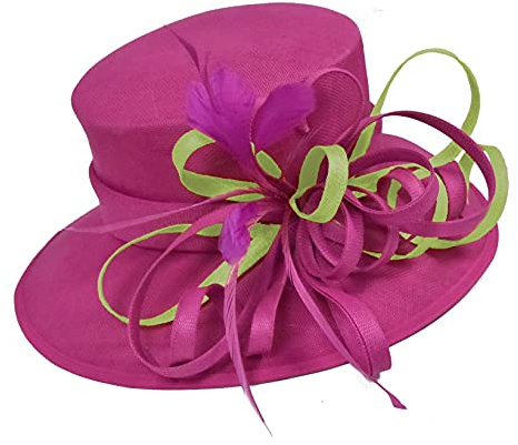 Caprilite Fuchsia Hot Pink Large Queen Brim Hat Occasion Hatinator Fascinator Weddings Formal