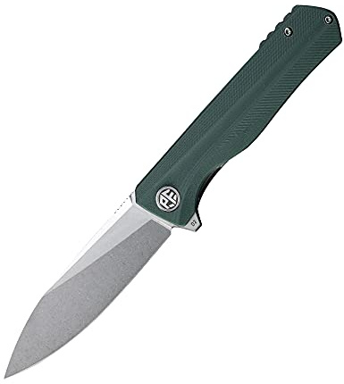 Petrified fish PF818 Cuchillo Plegable 3,54 inch Cuchilla de satén de acero D2 G10 Mango EDC cuchillo de bolsillo (Green Stonewashed)