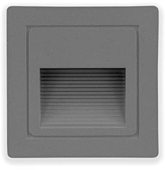 Popp® Baliza LED 3W con Caja empotrable Luz calida 3000K 300LM IP65 220V Aluminio Gris cuadrado Interior Exterior Luz de escalera, lámpara de pared (Gris cuadrado 3000K Pack 1und)