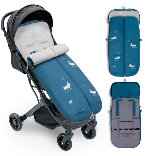 Interbaby Chanceliere Bebe Poussette Couverture Poussette Bebe Hiver, Doux | Sac de Couchage Poussette Bebe Détachable, Double Ouverture, Lavage Facile, Matériaux Antiallergiques, Chiots Bleus