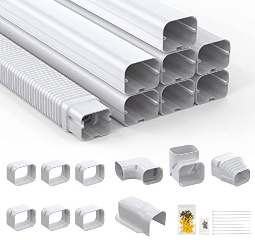 Flehomo Juego de cubierta de línea de aire acondicionado mini split, tubo decorativo de 3 pulgadas y 25 pies para sistema de bombas de calor y aire acondicionado central