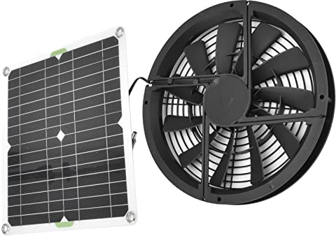 Auspuffventilator mit Solarenergie, Solarbetriebener Ventilator 100W Solarpanel-Set Gewächshauslüfter Solarlüfter für Zuhause, Gewächshaus, Kühlung des Hühnerhauses für Haustiere