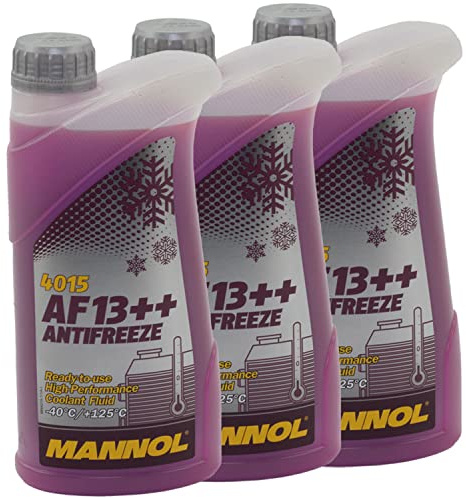 Kühlerfrostschutz MANNOL AF13++ Antifreeze 3 X 1 Liter Fertiggemisch -40°C rot