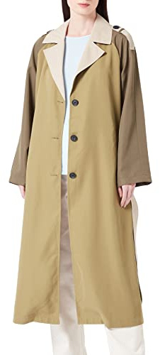 ONLY Onlline X-Long Block Trenchcoat CC Otw Gabardina, Olive Drab/Detail:Ivy Green + humus, S Mujeres