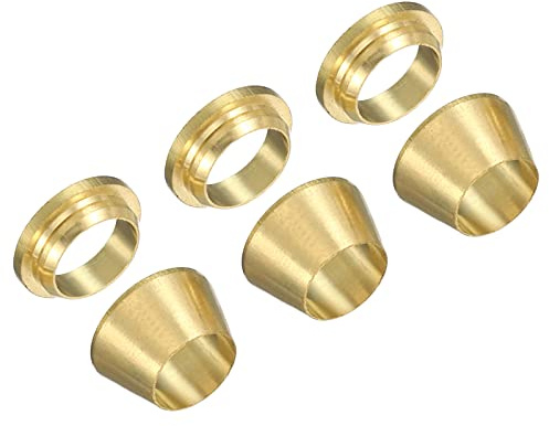 PATIKIL 6mm Tubo OD Ottone Compressione Manicotti Cerrule 3Set Doppio Cerrula cerchio Ottone Compressione Raccordo Assortimento Kit
