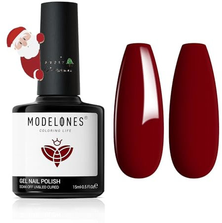 modelones UV Nagellack, Gel Nagellack Dunkelrot,Soak Off für UV Nagellampe Langlebige Maniküre Nagelgellack Soak Off Nail Gel Polish Nail Art DIY 15ml Weihnachten Halloween Geschenk