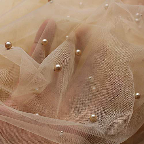 TEWAX Luxus Champagner Perlen Hochzeit Schleier mit Kamm 3M lang Einlagig Perlen Brautschleier Hochzeit Zubehör Voile Mariage